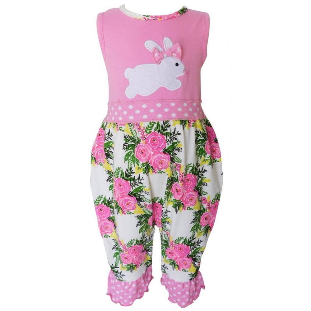 Ann Loren Easter Bunny Floral Romper